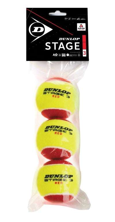 Tennis balls DUNLOP STAGE 3 RED 3-polybag ITF