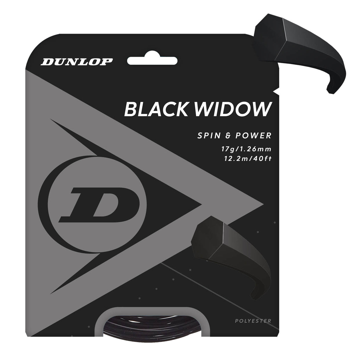 Strings for tennis racket DUNLOP BLACK WIDOW 17g/1.26mm 12m