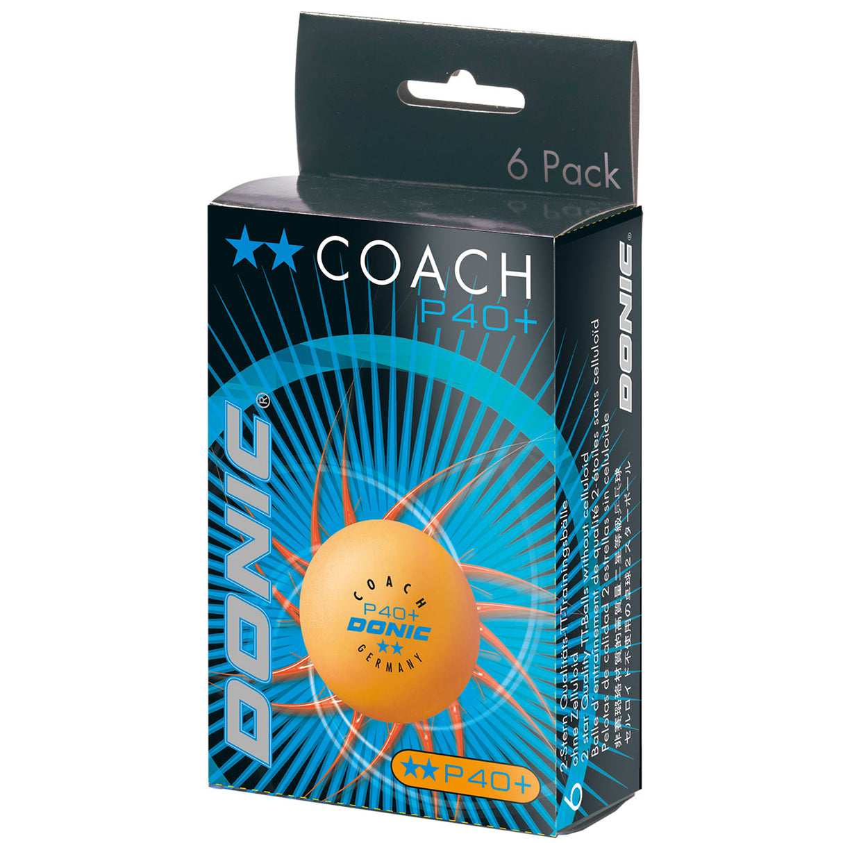 Table tennis ball DONIC P40+ Coach 2 star  6 pcs Orange